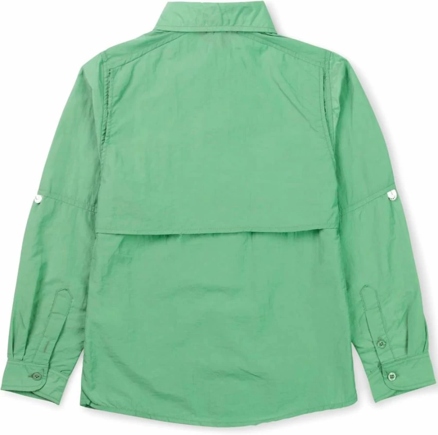 OCHENTA Boys' Quick-Dry Fishing Shirt with UV Protection - Long Sleeve Button Down Outdoor Top for Sun Safety