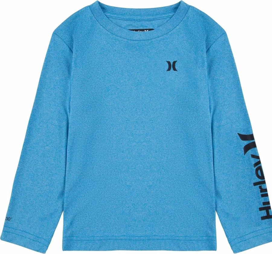 Hurley Boys' UPF 50+ Sun Protection Long Sleeve Rash Guard Swim Shirt for Kids