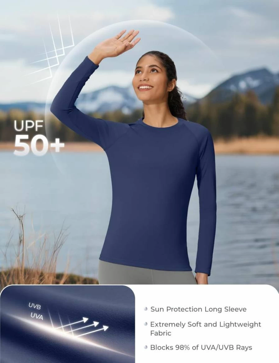 Seamaid Women's UPF 50+ Long Sleeve Sun Shirt - Lightweight UV Protection Hiking Top for Sun Safety