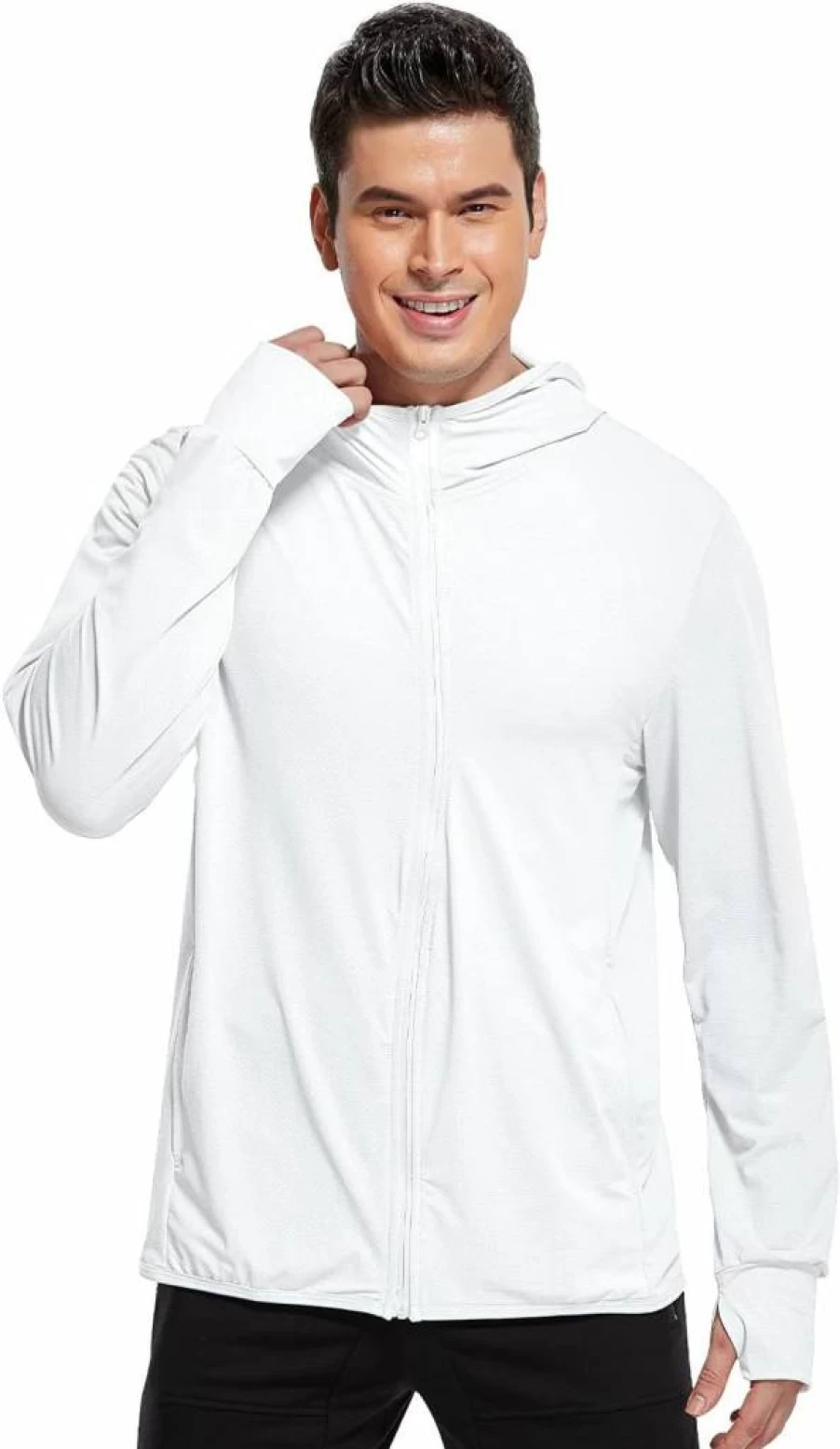 Jusfitsu Men's UPF 50+ UV Protection Hooded Jacket - Quick Dry Long Sleeve Sun Shirt for Fishing, Hiking & Outdoor Activities