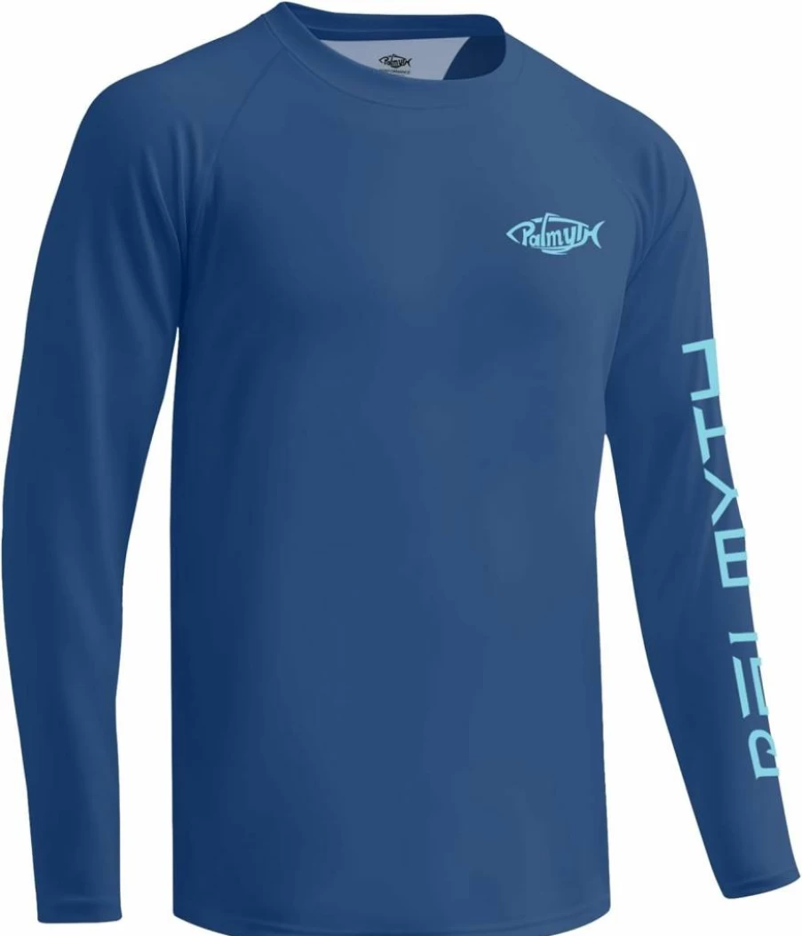 Palmyth Men's UPF 50+ Sun Protection Long Sleeve Fishing Shirt - Moisture Wicking UV Rash Guard Tee for Outdoor Activities