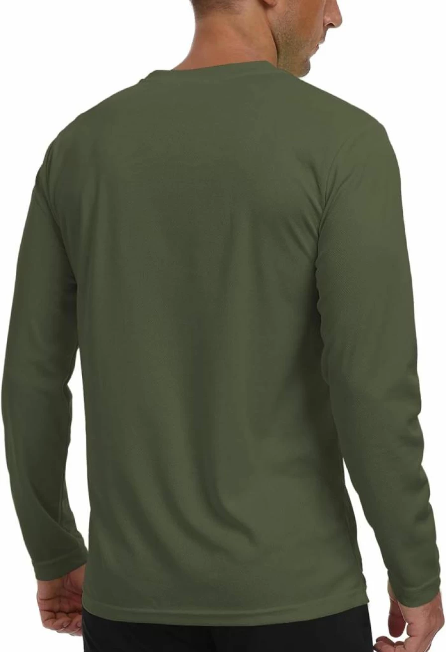 TZDNI Men's UPF 50+ Long Sleeve Fishing Shirt - Moisture Wicking Quick Dry Sun Protection Rash Guard