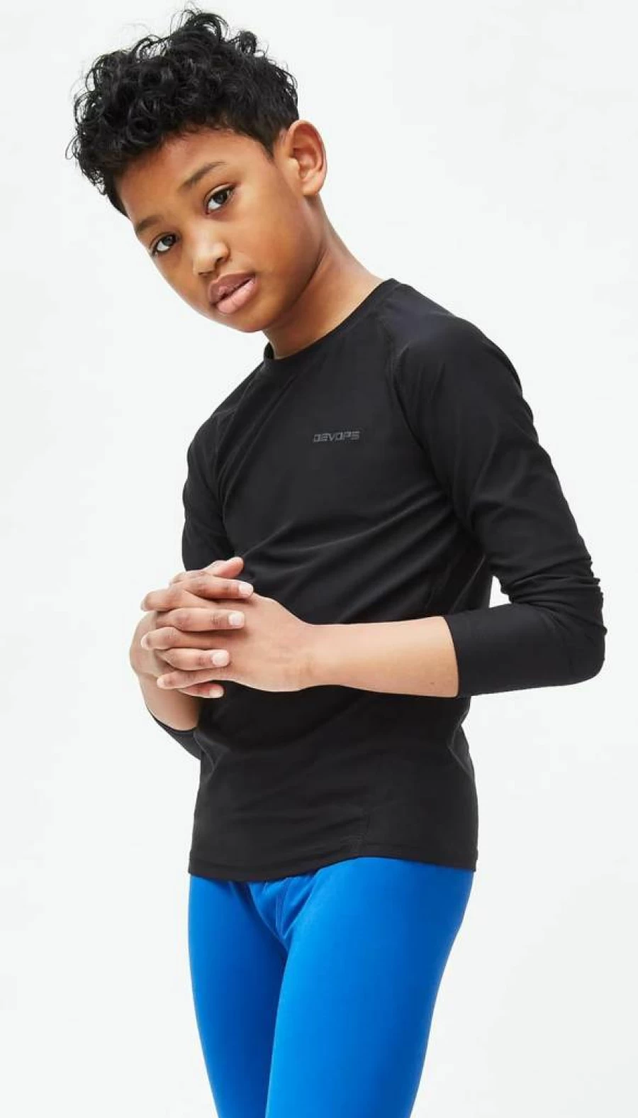 DEVOPS Youth Boys Compression Baselayer Shirts - 2 or 3 Pack Athletic Performance Long Sleeve Tops