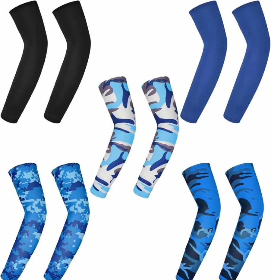 Hbbgdiy 5 Pairs UV Protection Cooling Arm Sleeves for Men Women, Breathable Sunblock Sports Arm Covers for Cycling Running Basketball Outdoor Activities