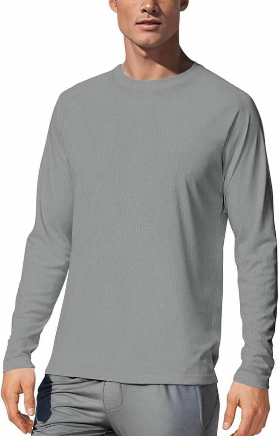 NOUKOW Men's UPF 50+ Sun Protection Long Sleeve Shirt - Quick Dry Athletic Tee for Swimming, Running & Workouts