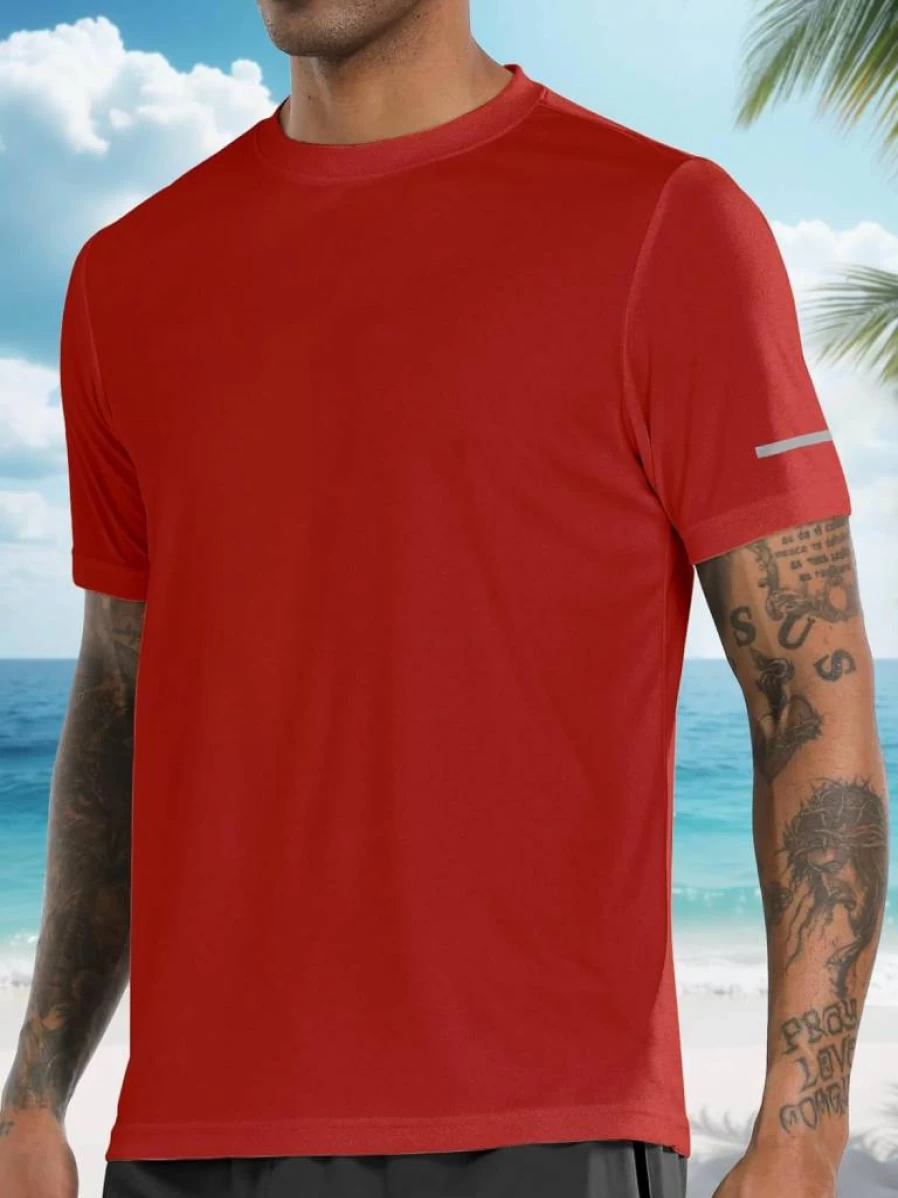 Holure Men's UPF 50+ Sun Protection Rash Guard - 1 or 3 Pack Quick Dry UV Swim Shirts, Lightweight SPF Short Sleeve Tees for Swimming & Outdoor