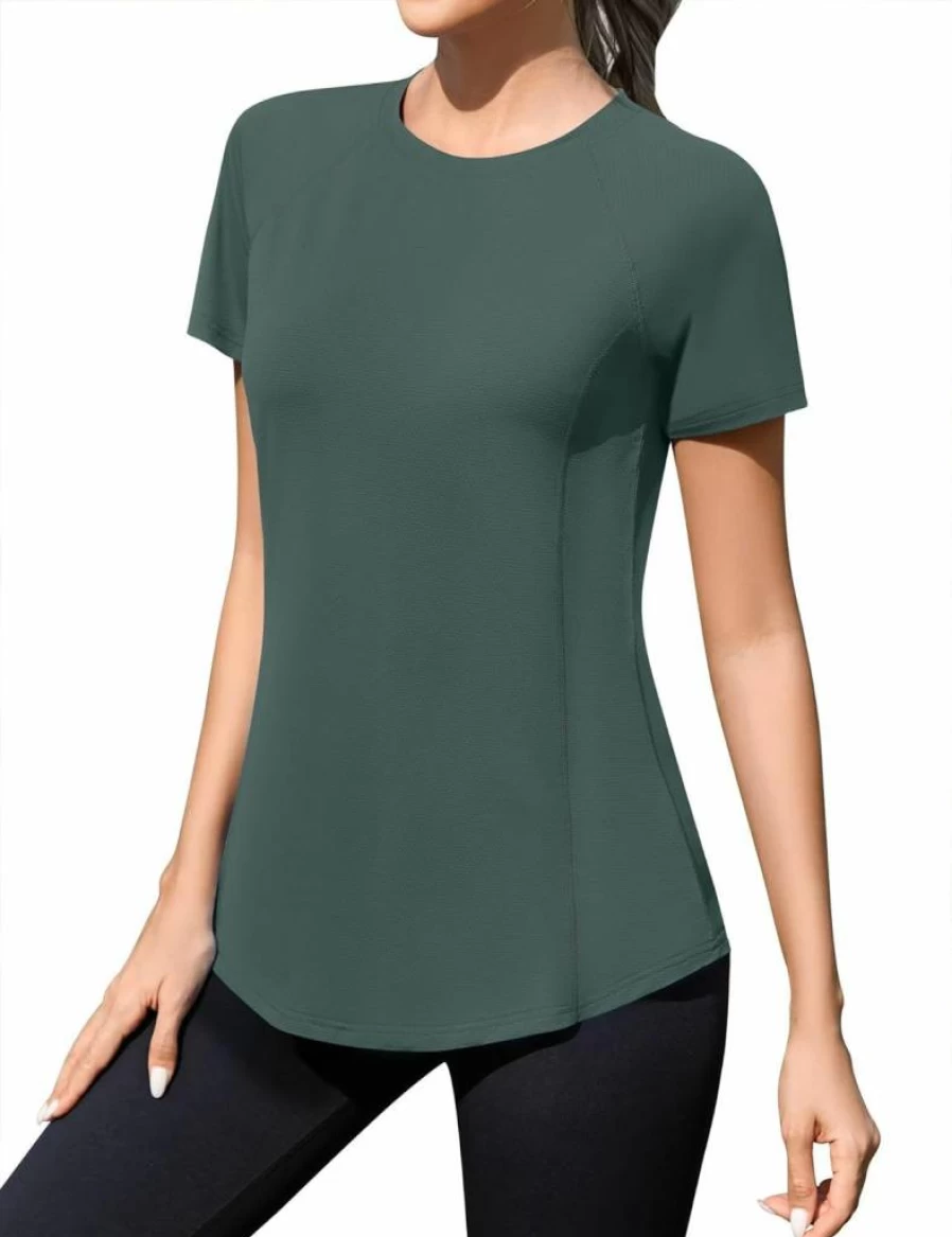 Rapbin Women's UPF 50+ Sun Protection Short Sleeve Shirt - 2025 Summer Yoga Running Hiking Workout Top