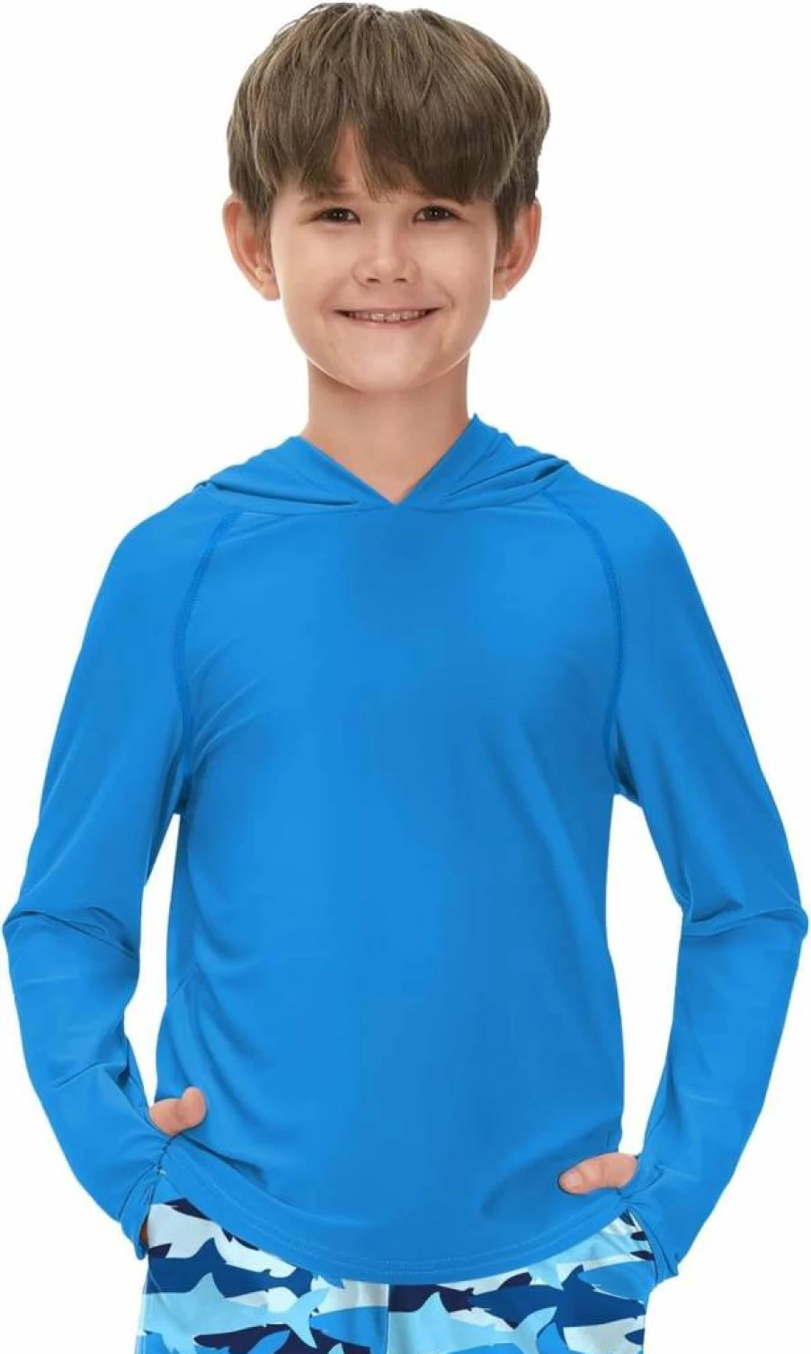 BesserBay Boys UPF 50+ Sun Protective Swim Shirt with Hood Long Sleeve Rash Guard for Kids Ages 1-14 Years