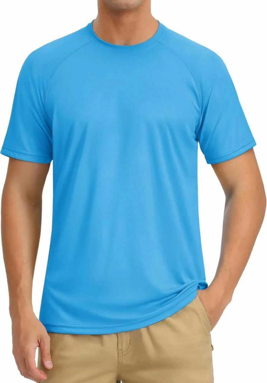 TACVASEN Men's UPF 50+ Sun Protection Short Sleeve Rashguard Shirt Quick Dry Moisture Wicking Athletic Swim Fishing T-Shirt