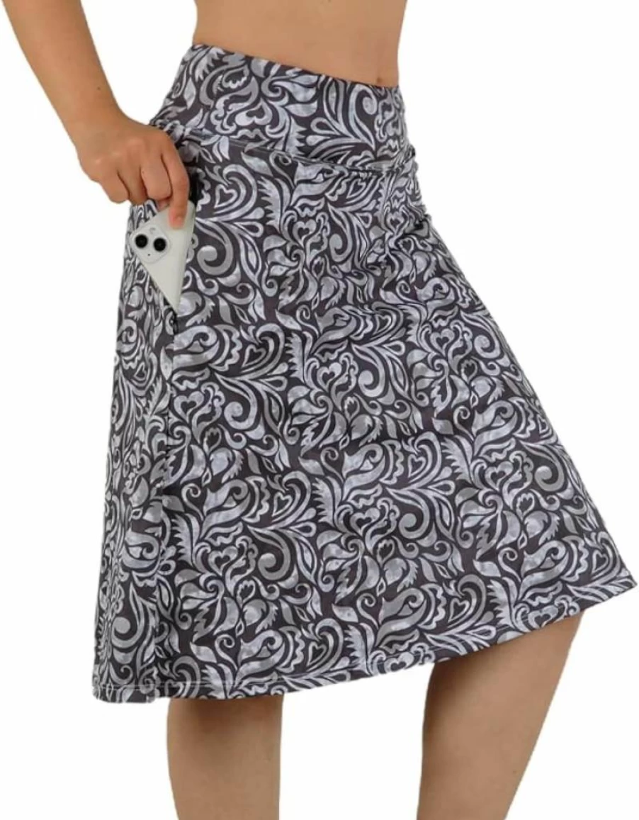 CZRLHYT Women's Athletic Skorts - Knee Length Running Skirt for Active Wear & Modest Midi Skirts