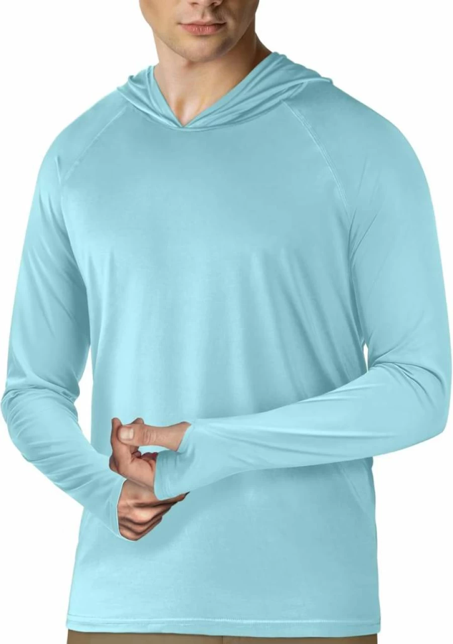 JumGear Men's UPF 50+ Sun Protection Hoodie - Lightweight Quick-Dry Long Sleeve Rash Guard for Fishing, Running & Outdoor Activities