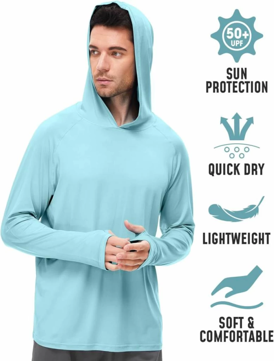 JumGear Men's UPF 50+ Sun Protection Hoodie - Lightweight Quick-Dry Long Sleeve Rash Guard for Fishing, Running & Outdoor Activities