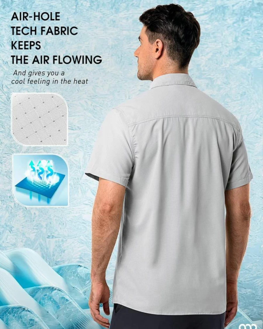33 Men's UPF 50+ Sun Protection Shirt - Quick Dry Cooling Fishing & Hiking Shirt for Travel, Safari, Outdoor Activities