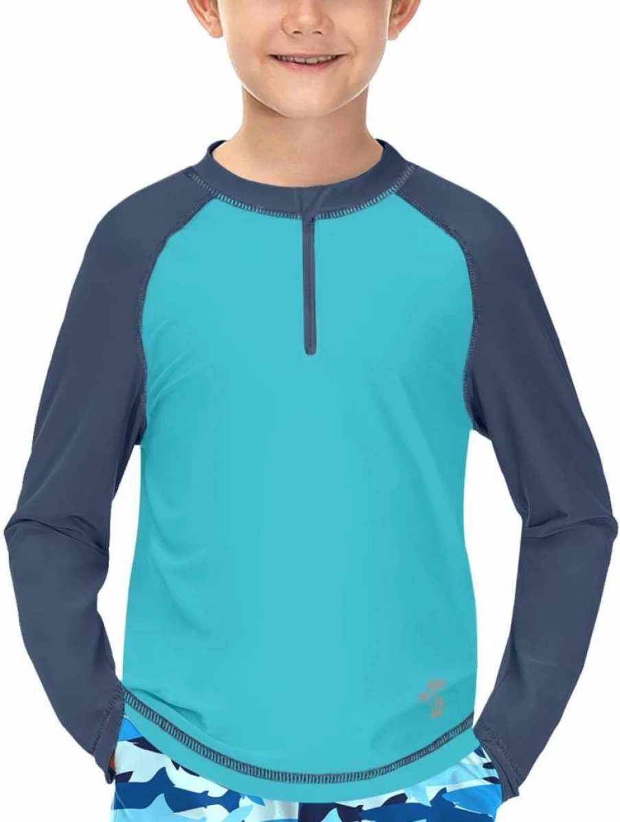 BesserBay UPF 50+ Boys' Long Sleeve Rash Guard Swim Shirt with UV Protection for Kids Ages 4-12 Years