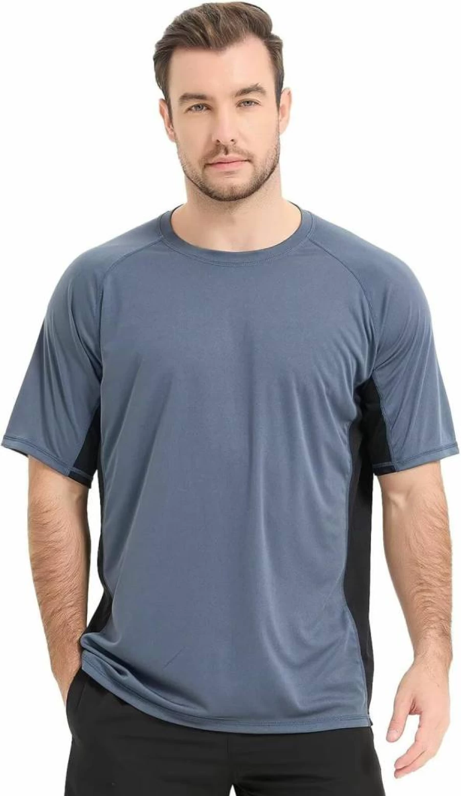 Tesuwel Men's UPF 50+ Sun Protection Short Sleeve Rash Guard Shirt - Quick Dry Swim & Athletic Shirt for Swimming, Hiking, Running, Fishing