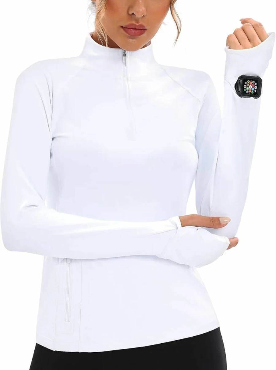 Runhit Women's UPF 50 Long Sleeve Golf Shirt - Quick Dry Zip Pullover for Hiking, Tennis, Running & Workouts