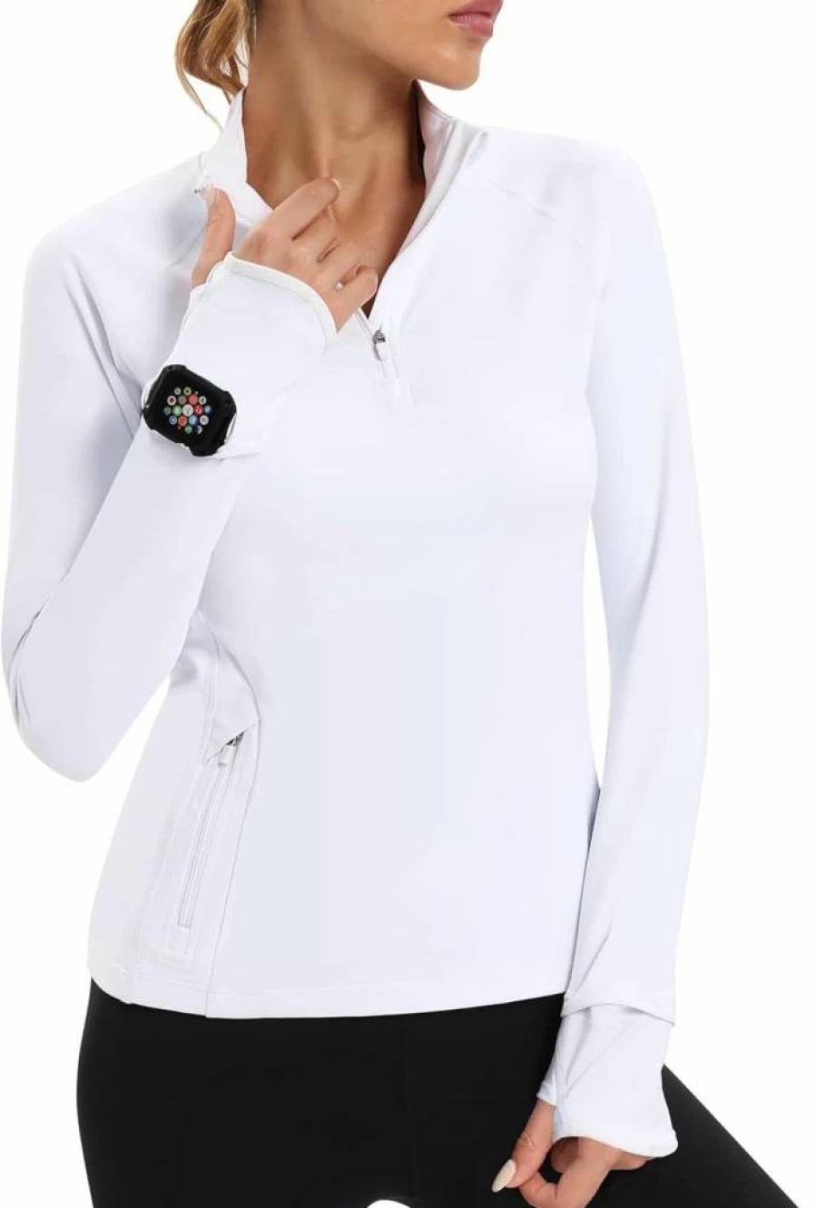 Runhit Women's UPF 50 Long Sleeve Golf Shirt - Quick Dry Zip Pullover for Hiking, Tennis, Running & Workouts