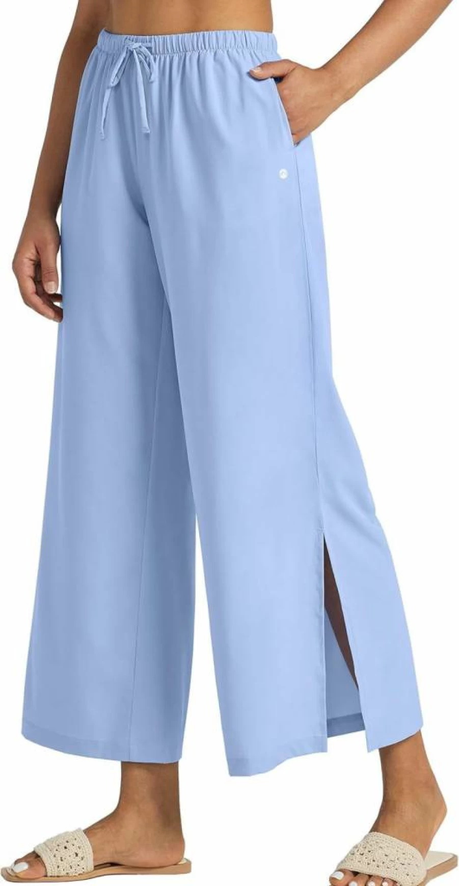 Willit Women's UPF 50+ Wide Leg Beach Pants - Lightweight Quick Dry Sun Protective Swim Cover Up for Travel