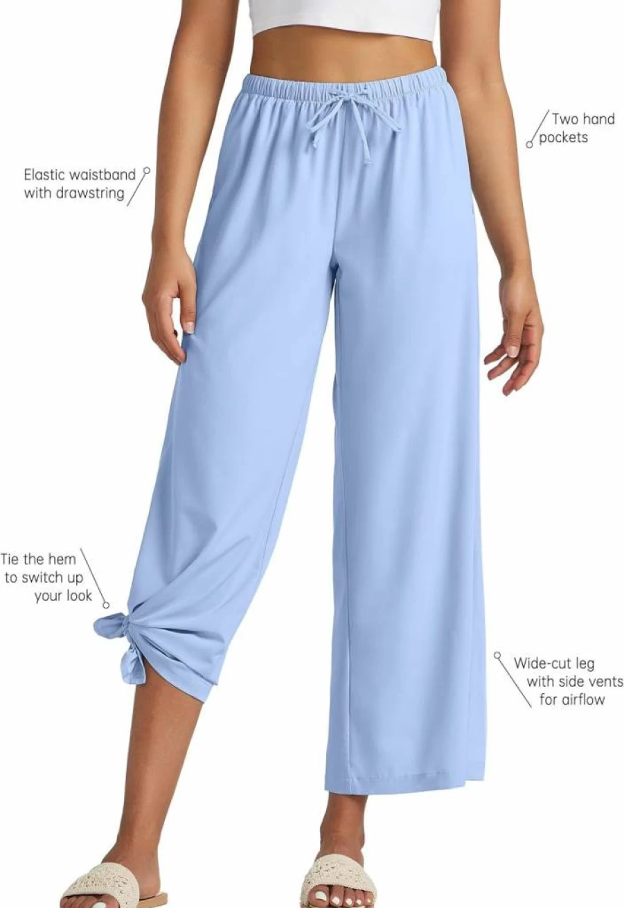 Willit Women's UPF 50+ Wide Leg Beach Pants - Lightweight Quick Dry Sun Protective Swim Cover Up for Travel
