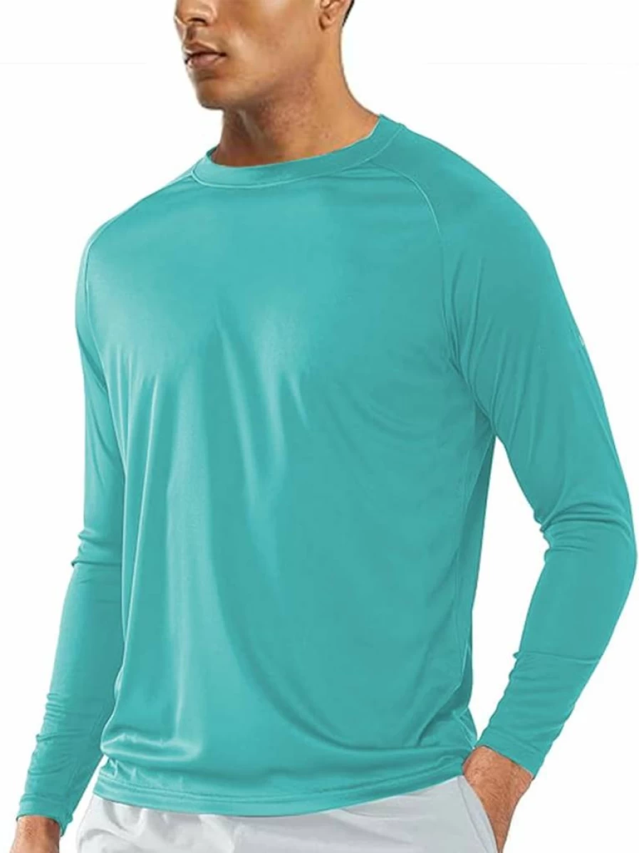 SWEET POISON Men's UPF 50+ Long Sleeve Sun Shirt - Lightweight UV Protection Dry Fit Athletic T-Shirt for Outdoor Activities