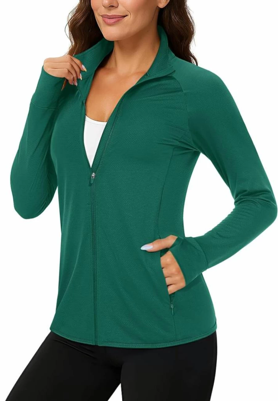 TACVASEN Women's Lightweight UPF 50+ UV Protection Zip-Up Athletic Jacket Long Sleeve Workout Sun Shirt