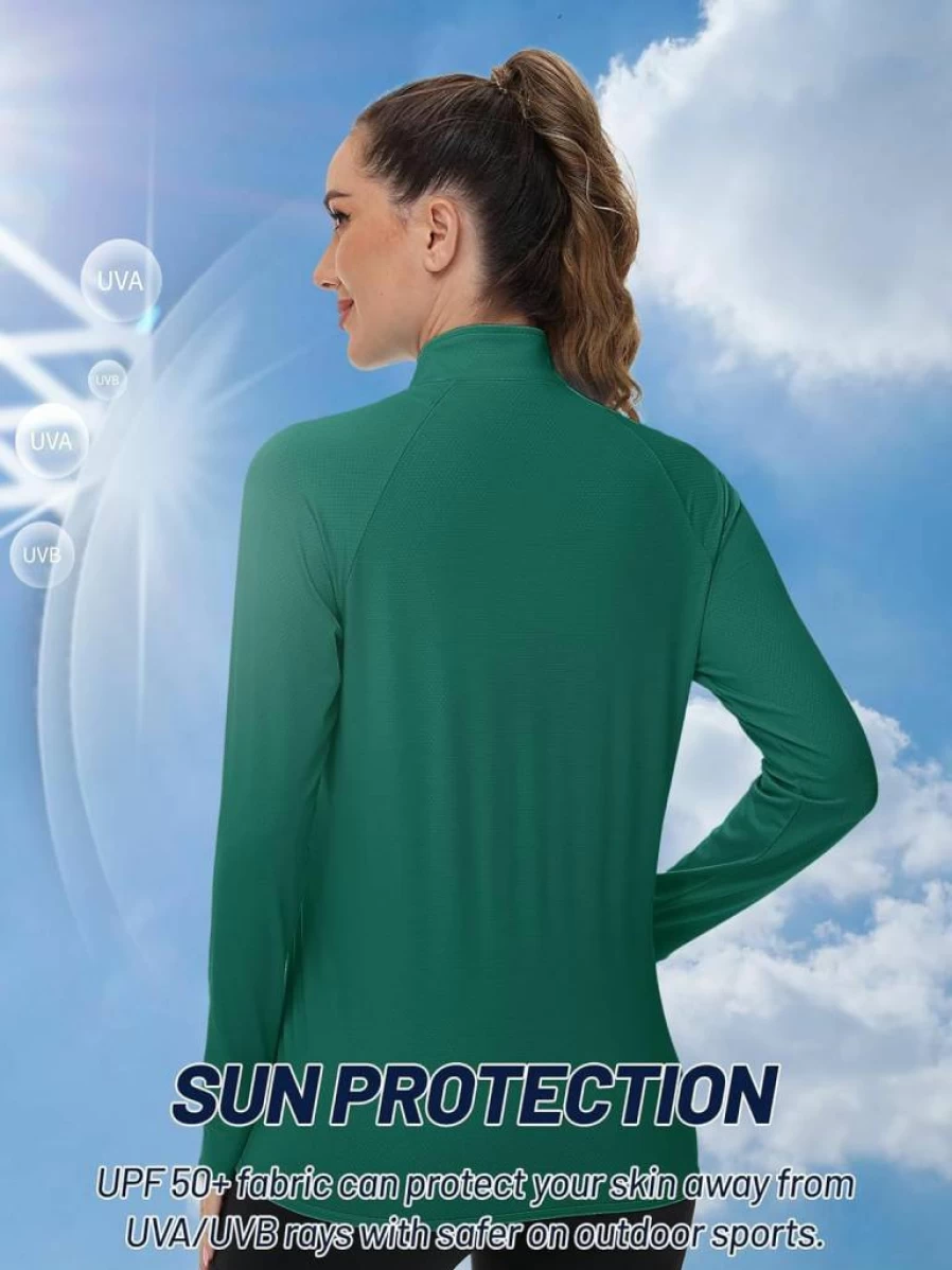 TACVASEN Women's Lightweight UPF 50+ UV Protection Zip-Up Athletic Jacket Long Sleeve Workout Sun Shirt