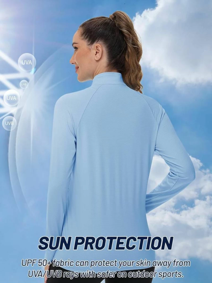 TACVASEN Women's Lightweight UPF 50+ UV Protection Zip-Up Athletic Jacket Long Sleeve Workout Sun Shirt
