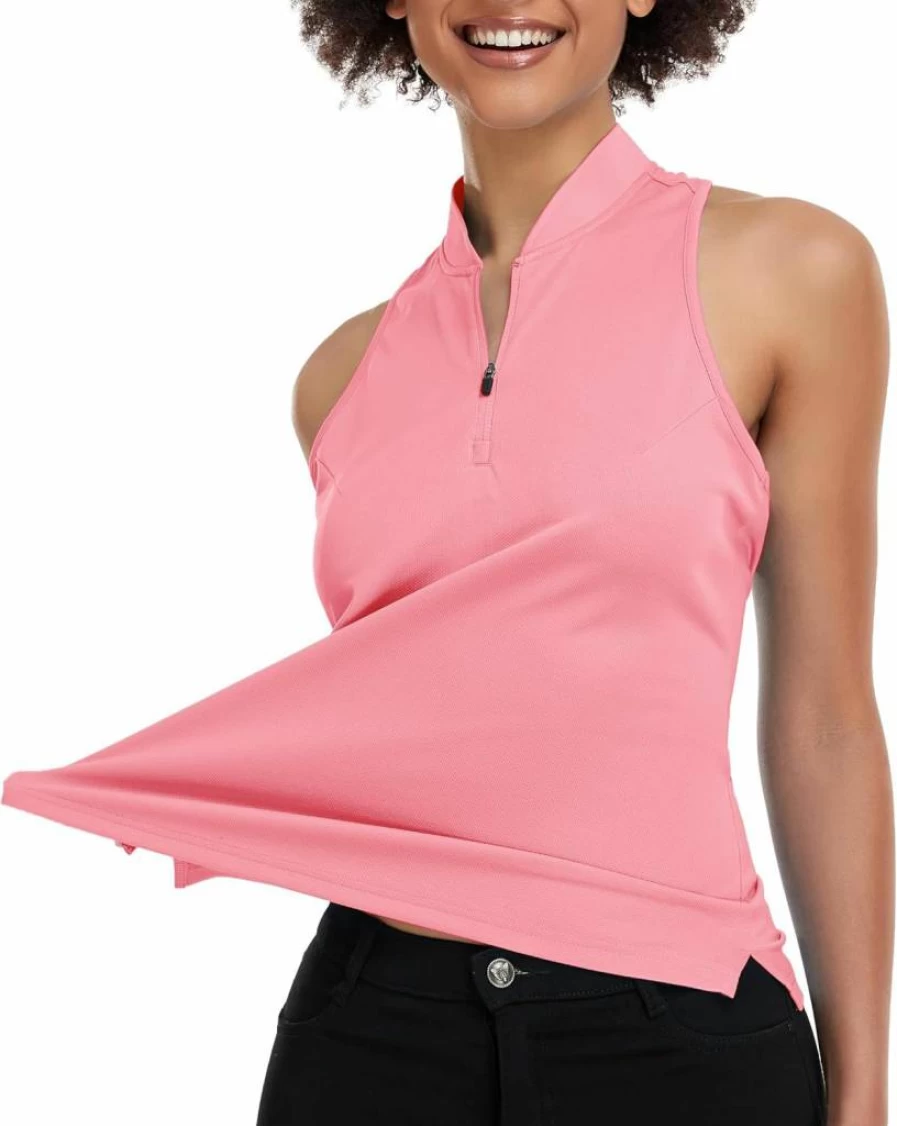 SDBT Women's Moisture Wicking Quick Dry Sleeveless V-Neck Golf Tennis Polo Shirt Athletic Performance Top