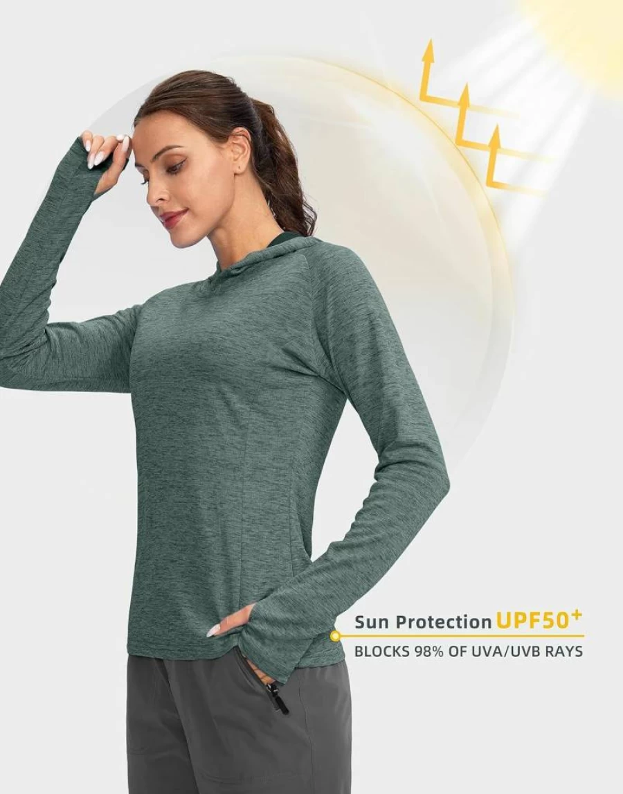 G Gradual Women's UPF 50+ Sun Protection Hoodie - Lightweight Long Sleeve UV Shirt for Hiking, Fishing & Outdoor Activities