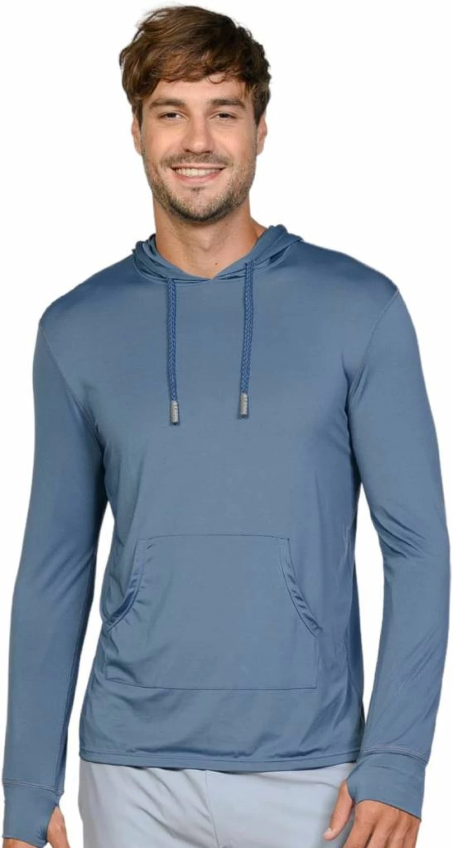 INGEAR Men's SPF 50+ UV Protection Hoodie - Lightweight Sun Shirt for Fishing, Running, Hiking & Swim Rash Guard in Marina Blue with Pocket