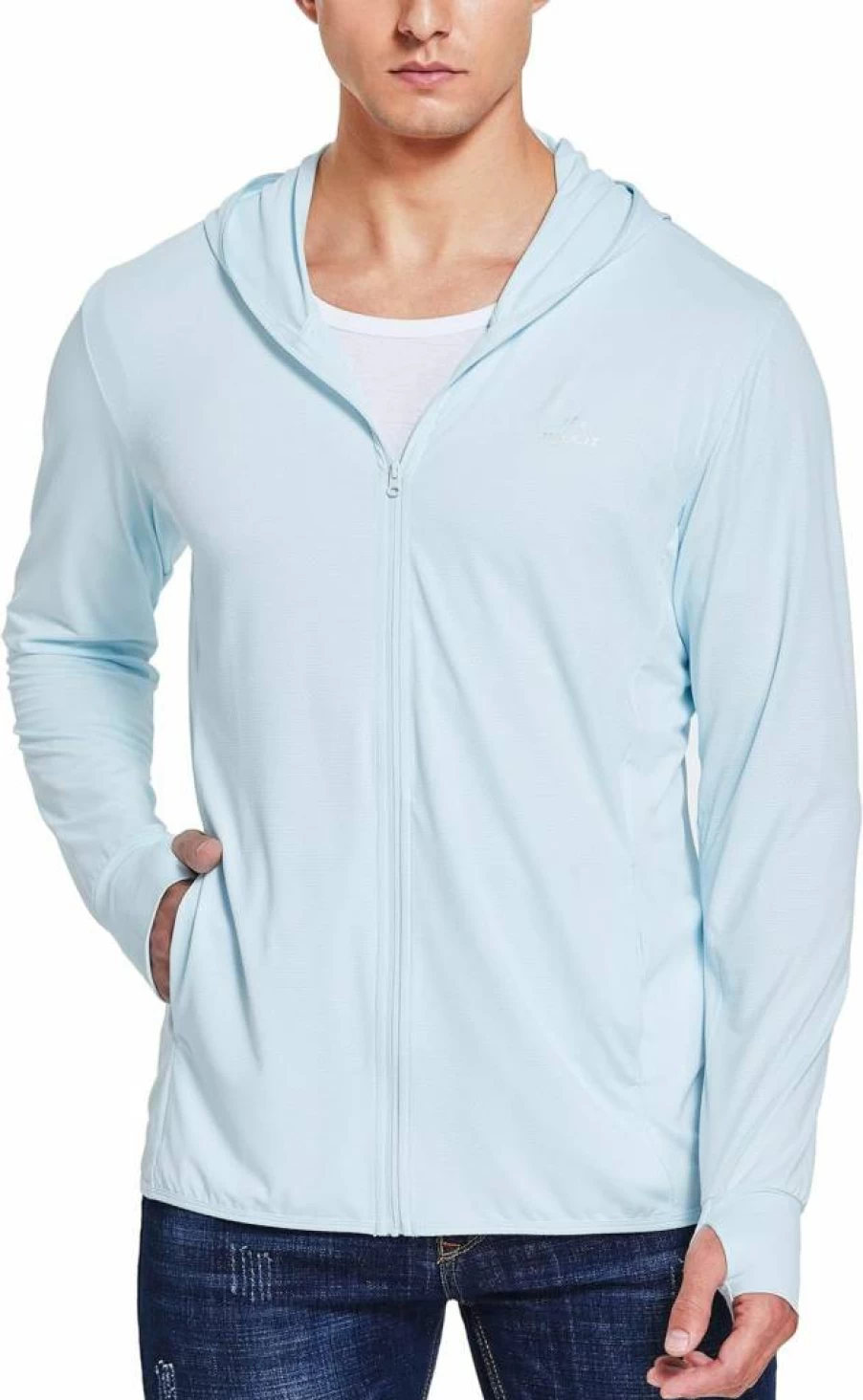 Willit Men's UPF 50+ Sun Protection Hooded Jacket - Lightweight SPF UV Shirt for Hiking, Fishing & Outdoor Activities - Long Sleeve Full Zip