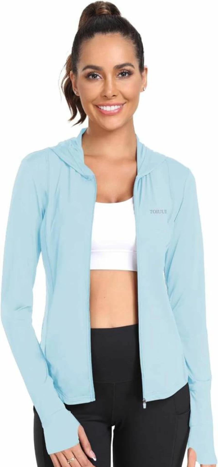 TOIUUI Women's UPF 50+ Sun Protection Jacket - Lightweight Long Sleeve Athletic Zip Up Hoodie for Yoga, Hiking & Outdoor Activities