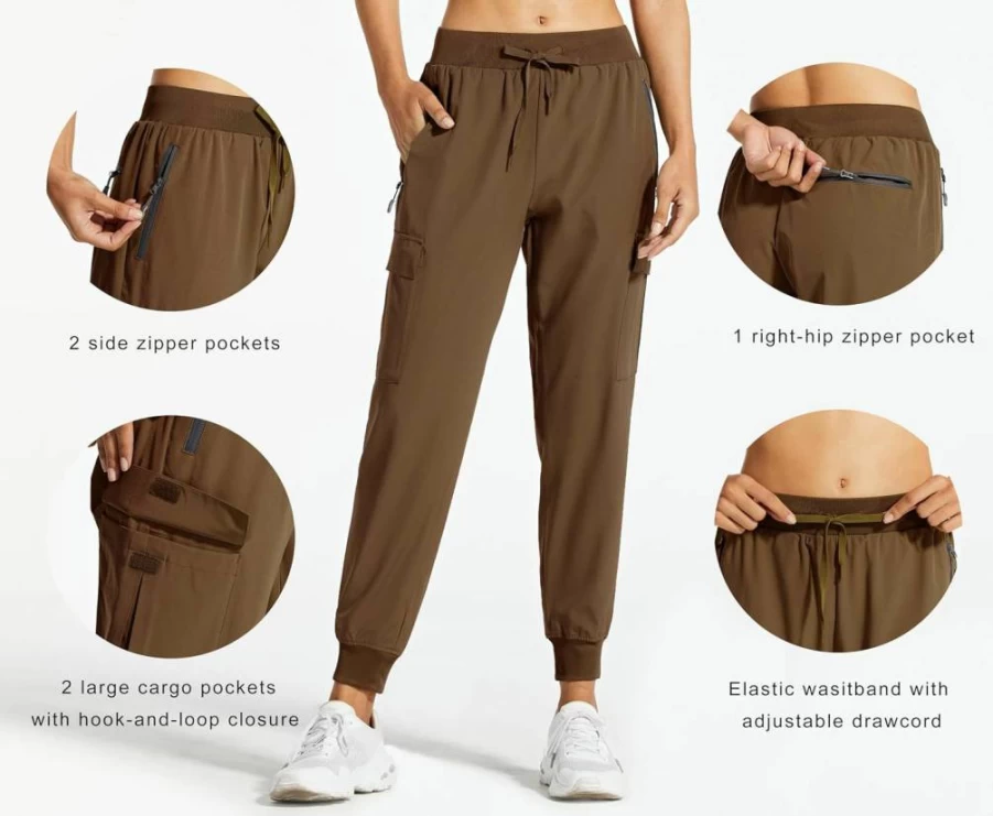 Libin Women's Lightweight Cargo Joggers - Quick Dry Hiking Pants for Athletic, Lounge & Travel - Petite, Regular & Tall Sizes