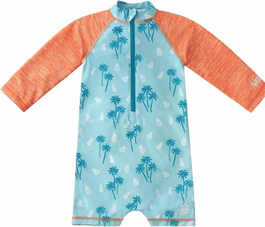 UV SKINZ UPF 50+ Baby Boys Sun Protection Long Sleeve Swim Romper - SPF Swimwear for Toddlers