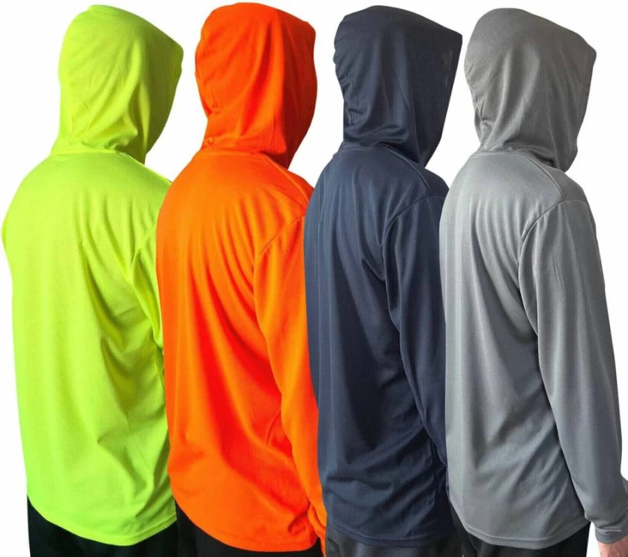 NY GOLDEN FASHION Men's UPF 50+ Hooded Sun Protection Shirt - Breathable Long Sleeve Workout T-Shirt for Outdoor Activities