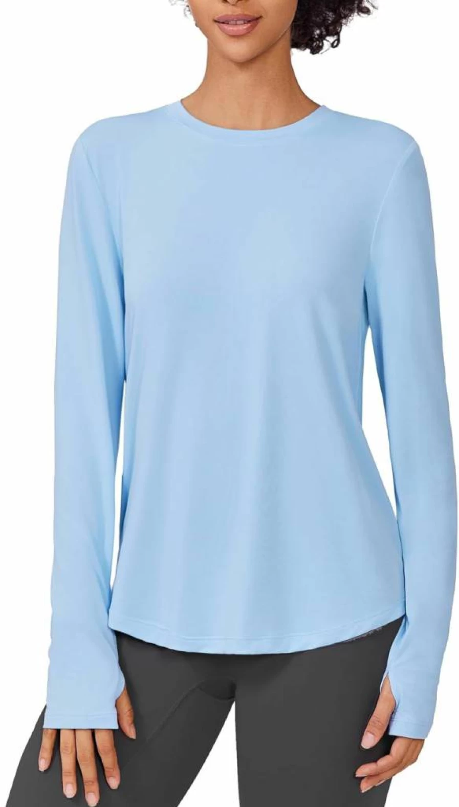 PINSPARK Women's Long Sleeve Workout Shirt - UV Protection, Quick Dry, Thumb Hole Rashguard for Golf, Running & Hiking