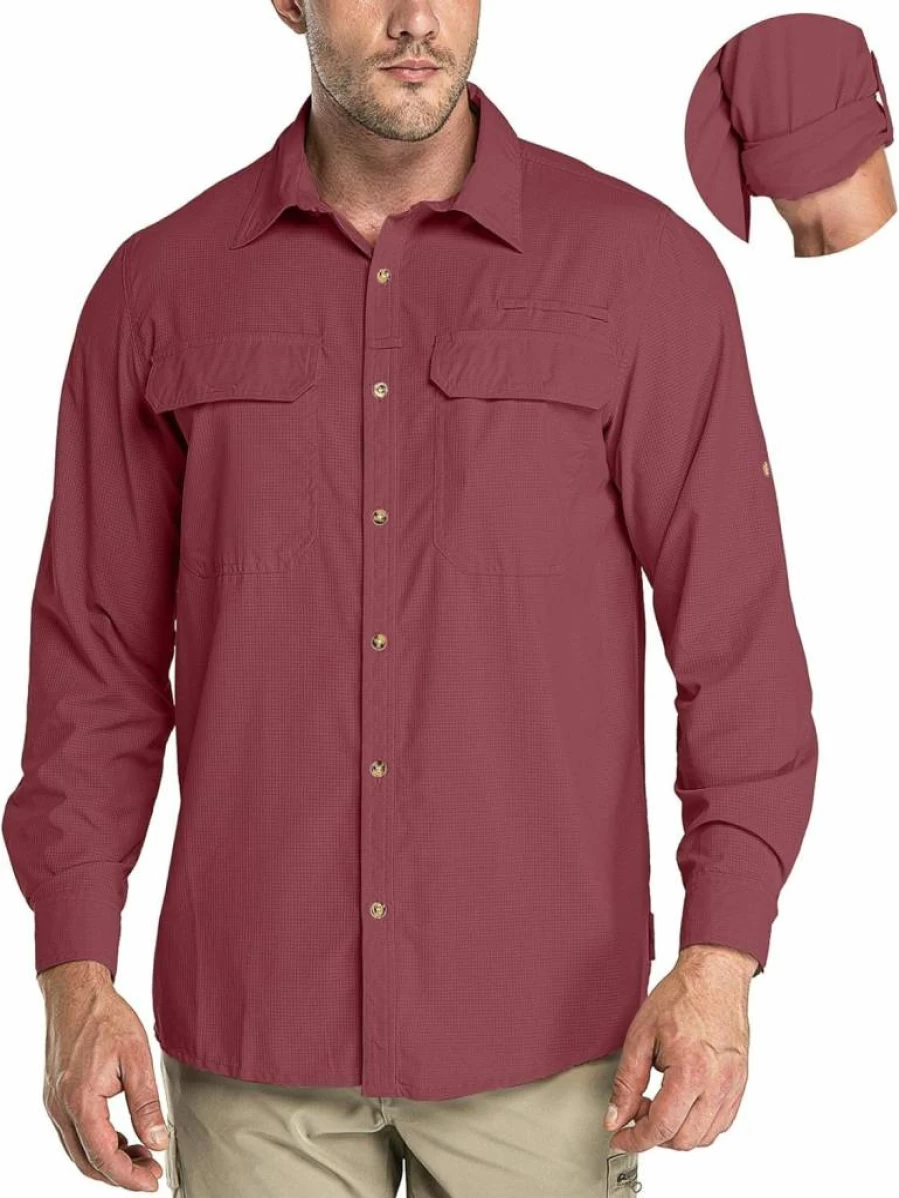 33 Men's UPF 50+ Long Sleeve Sun Protection Shirt - Quick Dry Cooling UV Shirt for Fishing, Hiking, Camping & Outdoor Travel