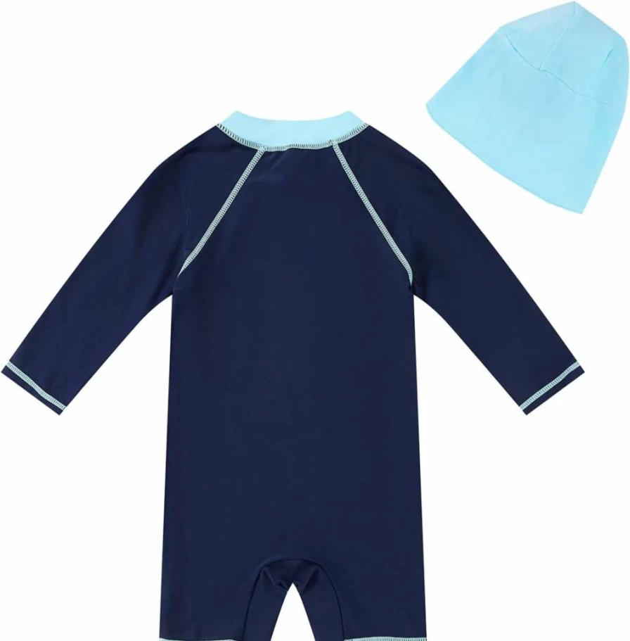 UMELOK Baby Boys UPF 50+ Sun Protective Rashguard Swimsuit with Snap Closure - One Piece Swimwear for Toddlers