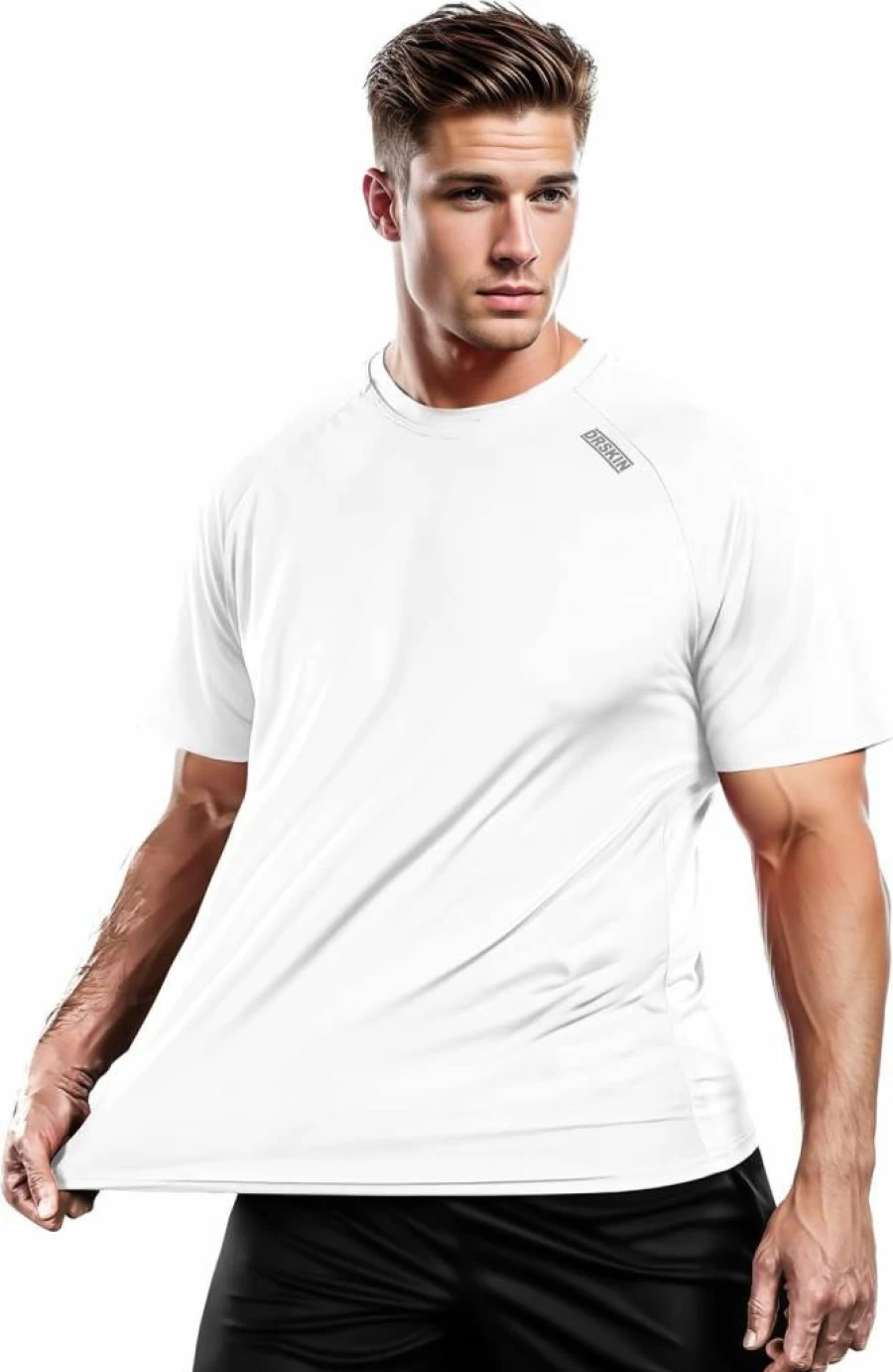 DRSKIN Men's Active Short Sleeve T-Shirt - 2 Pack Moisture Wicking Quick Dry Workout Shirts for Running, Athletic Sun Protection