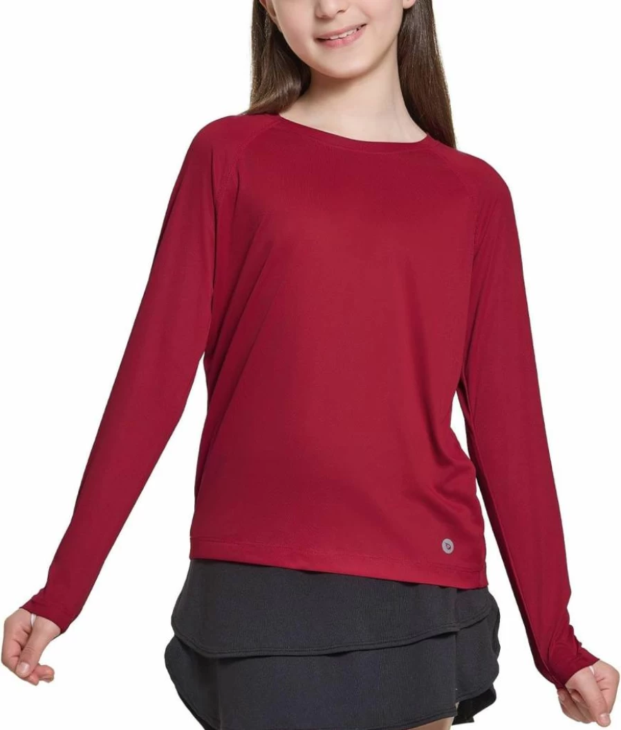 Baleaf Girls UPF 50+ Long Sleeve Rash Guard Swim Shirt - Quick Dry UV Sun Protection Lightweight Swim Top