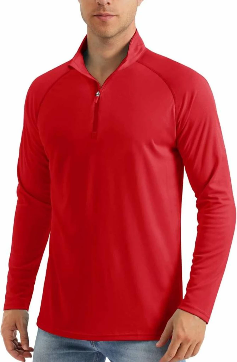MAGCOMSEN Men's UPF 50+ Long Sleeve 1/4 Zip Rash Guard Shirt for Fishing, Running & Outdoor Activities