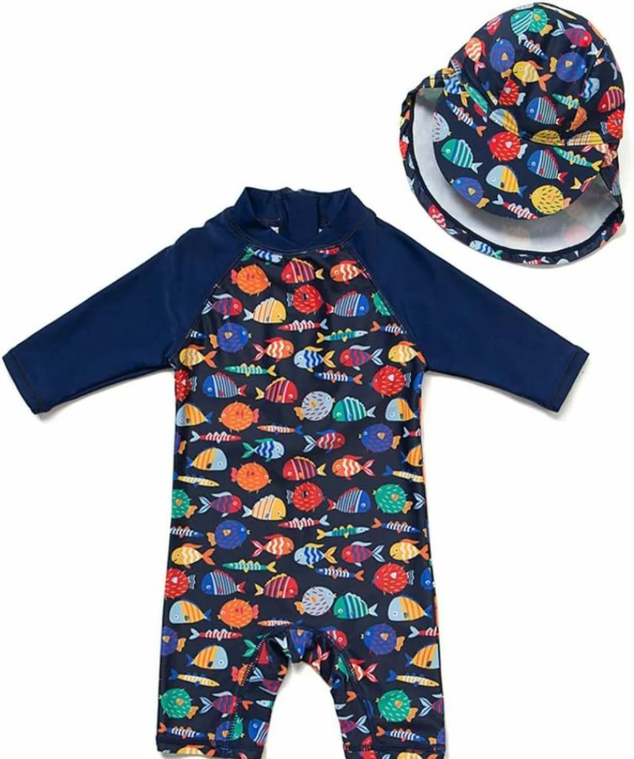 Upandfast Baby One Piece Swimsuit with Sun Hat UPF 50+ Sun Protection Infant Toddler Beach Swimwear Zipper Bathing Suit