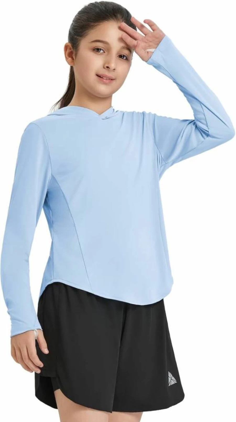 Baleaf Girls UPF 50 Sun Protection Hoodie - Long Sleeve Athletic Rash Guard Top for Kids UV SPF Clothing
