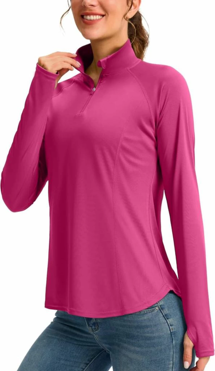 Viodia Women's UPF 50+ UV Protection Quarter Zip Sun Shirt - Quick Dry Long Sleeve Pullover for Hiking & Fishing
