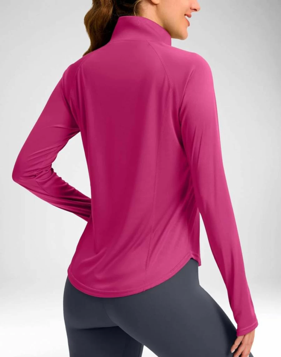 Viodia Women's UPF 50+ UV Protection Quarter Zip Sun Shirt - Quick Dry Long Sleeve Pullover for Hiking & Fishing