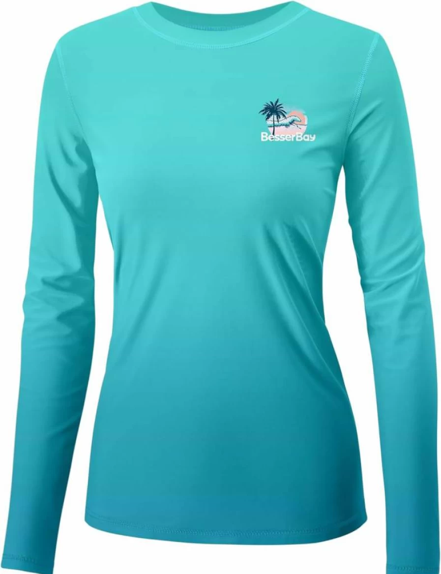 BesserBay Women's UPF 50+ Sun Protection Long Sleeve Rash Guard Shirt for Swimming, Hiking, Fishing, and Outdoor Activities