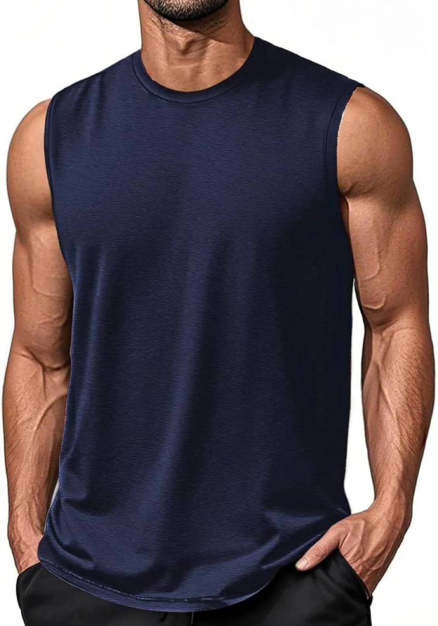 EKLENTSON Men's UPF 50+ Sleeveless Workout Shirt - Lightweight Cooling Muscle Tank Top, Quick Dry Sun Protection Active Tee for Gym & Outdoor