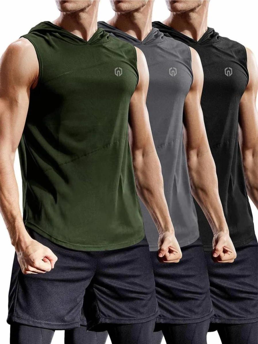 NELEUS Hooded Dry Fit Workout Tank Top for Men - Moisture Wicking Athletic Shirt for Running & Gym Training