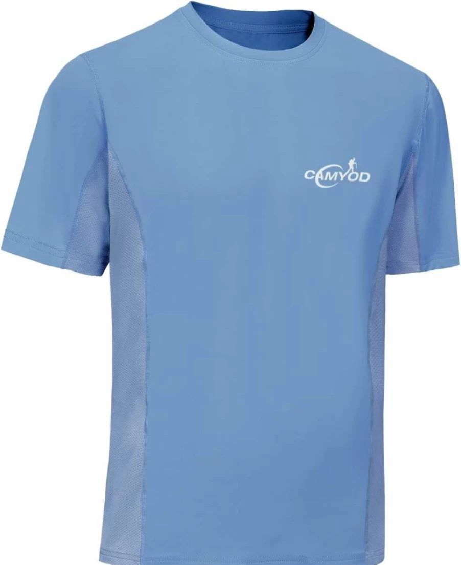 CAMYOD Men's Quick-Dry UPF 50+ Fishing Shirt - Lightweight SPF Sun Protection Short Sleeve T-Shirt for Summer Outdoor Activities
