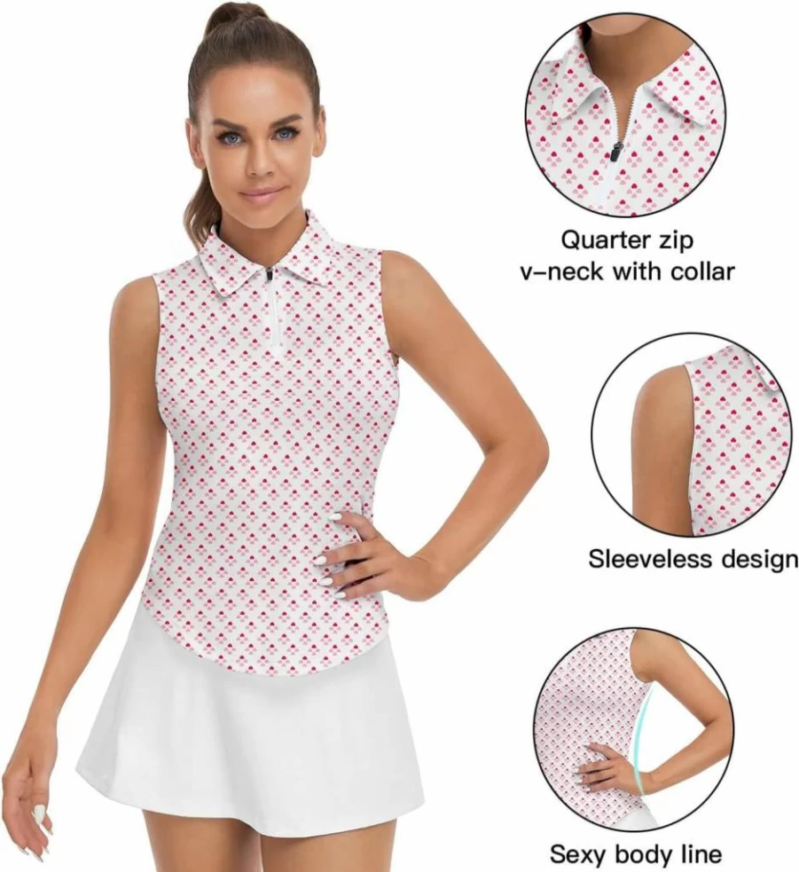 Soneven Women's Floral Sleeveless Polo Golf Top - Moisture Wicking, Quick Dry Athletic Shirt for Women
